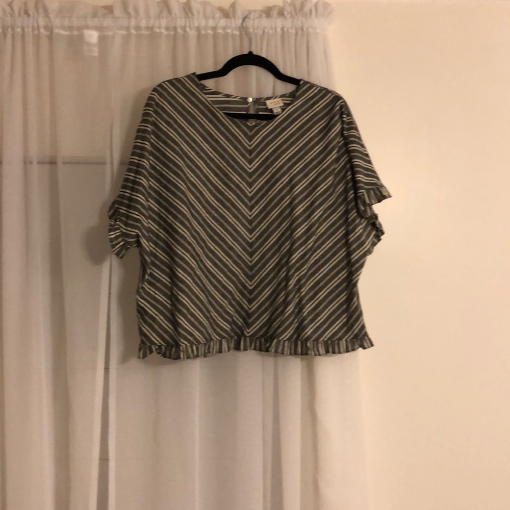 Grey, black, and white shirt